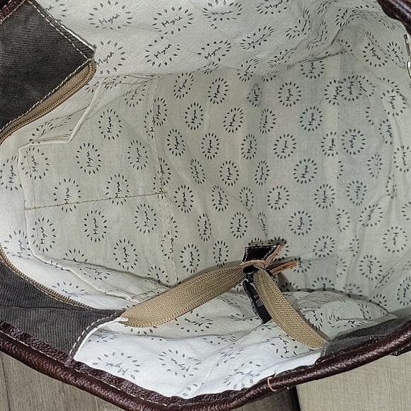 Myra Bag Canvas Tapestry Leather Tote Shoulder Bag - Picture 8 of 12